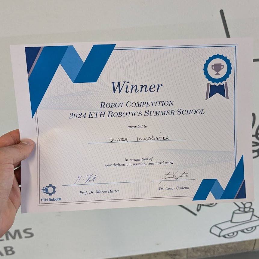 Winning robot competition at the ETH Robotics Summer School